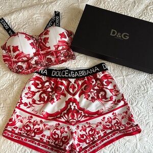 Designer Inspired Red Lace Trim set size Small